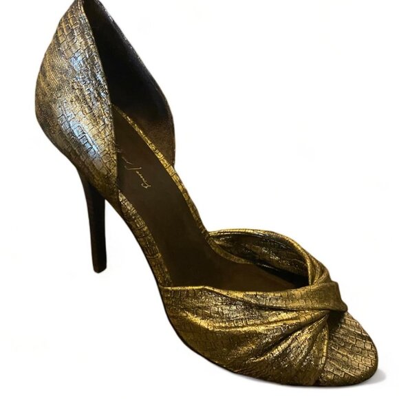 VINTAGE- ELIZABETH AND JAMES GOLD OCEAN HEELS SIZE - 10 -MSRP $295 - Picture 2 of 8